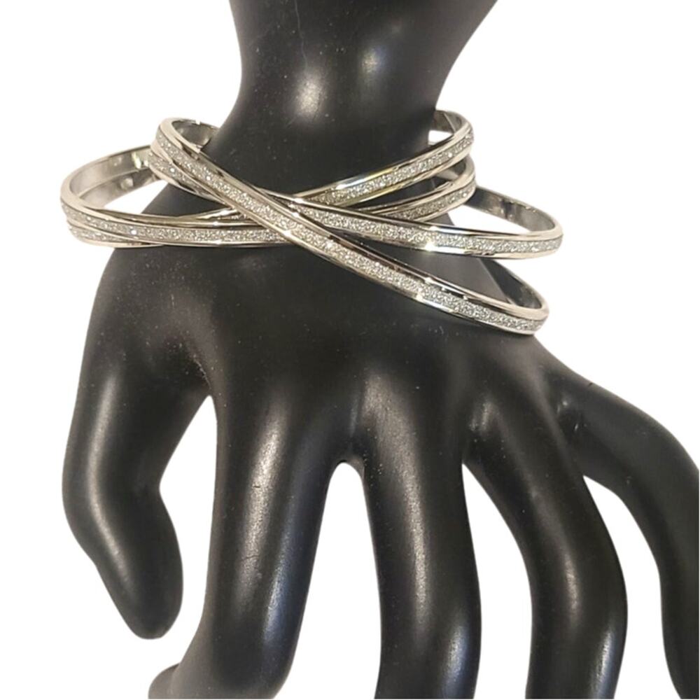 Silver Rhinestone Fashion Bangle Bracelets ~ NEW